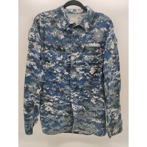 US Navy NWU Type I Digital Camo Utility Shirt Small Long USS Constitution Patch